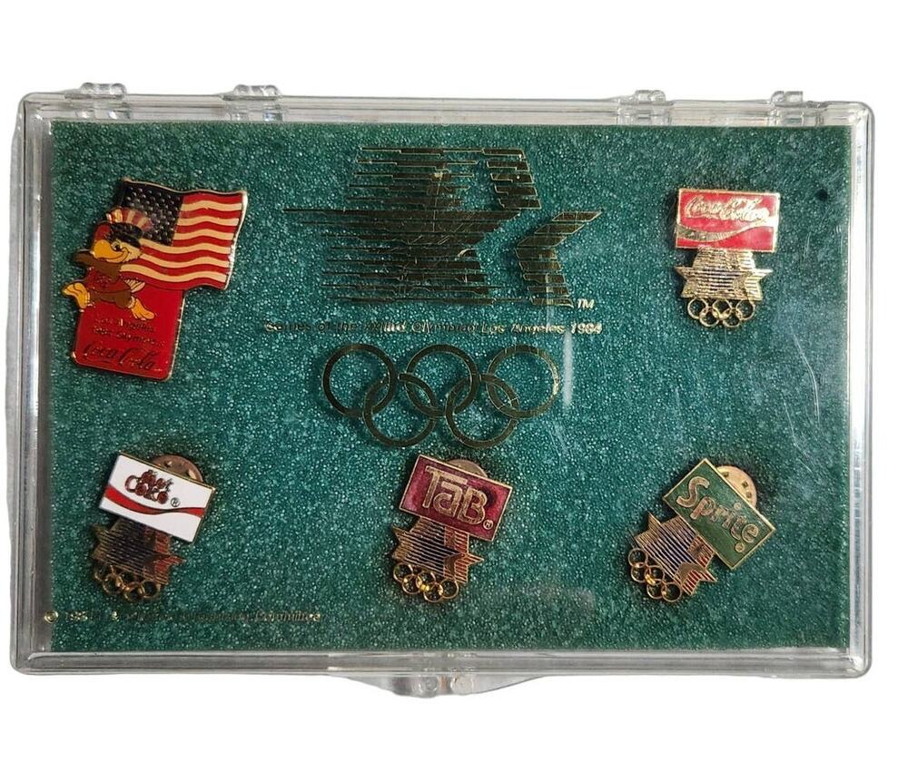 1984 Los Angeles Olympics Coca-Cola Vintage Collectible Pins Set Of 5 Pre-owned